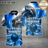 Maxcorners Bowling Shirt – Red Lightning Strike Ball & Pins Explosion 3D Design – Personalized Name, Team Name 3D Shirt