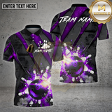 Maxcorners Bowling Shirt – Red Black Slash Explosion Strike Ball & Pins 3D Design – Personalized Name, Team Name 3D Shirt