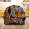 Maxcorners Deer Hunting Landscape Frame Brown Leather Custom Name 3D Cap ( 6 colors)