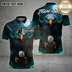 Maxcorners Billiards Shirt American Eagle Moonlight 8 Ball Multioptions Personalized Name, Team Name Unisex 3D Shirt