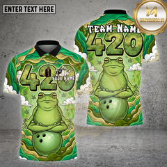Maxcorners Bowling Zen Frog 420 Trippy Multicolor Options Personalized Name, Team Name Unisex 3D Shirt