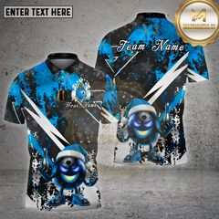 Maxcorners Bowling Christmas Evil Ball Santa Hat Red Black Multicolor Options Personalized Name, Team Name Unisex 3D Shirt