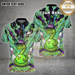 Maxcorners Bowling Snake 420 Strike Smoke Neon Multicolor Options Personalized Name, Team Name Unisex 3D Shirt