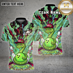 Maxcorners Bowling Snake 420 Strike Smoke Neon Multicolor Options Personalized Name, Team Name Unisex 3D Shirt