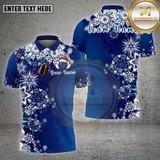 Maxcorners Bowling Shirt White Snowflake Ice Christmas Theme Multi Options Personalized Name, Team Name 3D Shirt