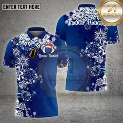 Maxcorners Bowling Shirt White Snowflake Ice Christmas Theme Multi Options Personalized Name, Team Name 3D Shirt
