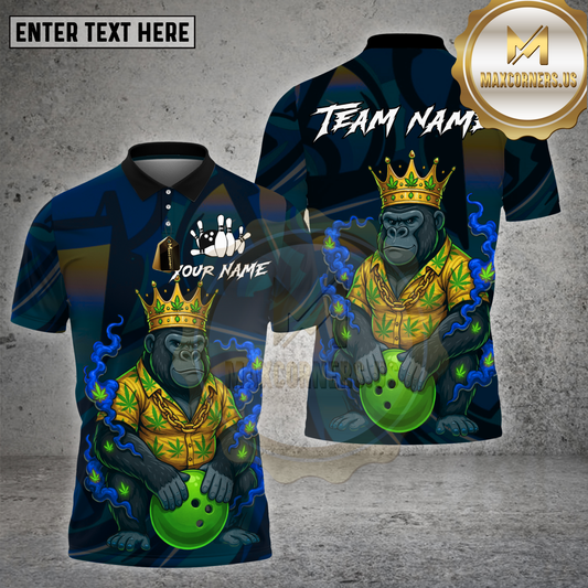 Maxcorners Bowling Gorilla King 420 Smoke Crown Multicolor Options Personalized Name, Team Name Unisex 3D Shirt