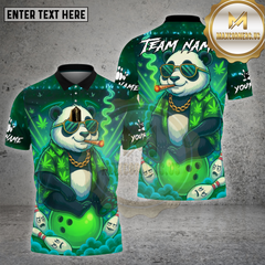 Maxcorners Bowling Panda 420 Smoking Neon Multicolor Options Personalized Name, Team Name Unisex 3D Shirt