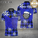Maxcorners Darts Shirt Plaid Snowflake Dartboard Santa Hat Multi Options Personalized Name, Team Name 3D Shirt