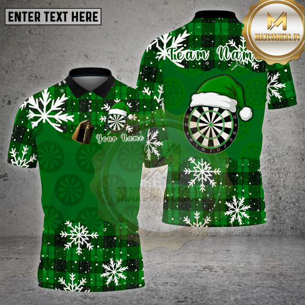 Maxcorners Darts Shirt Plaid Snowflake Dartboard Santa Hat Multi Options Personalized Name, Team Name 3D Shirt