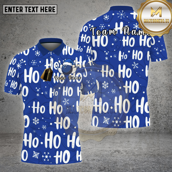 Maxcorners Bowling Shirt HO HO HO Snowflake Pattern Christmas Multi Options Personalized Name, Team Name 3D Shirt