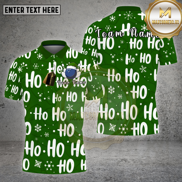 Maxcorners Bowling Shirt HO HO HO Snowflake Pattern Christmas Multi Options Personalized Name, Team Name 3D Shirt
