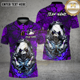 Maxcorners Bowling Shirt Angry Panda Red Black Electric Strike Design Multi Options Personalized Name, Team Name 3D Shirt