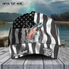 Maxcorners Fishing Hat Walleye Splash American Flag Personalized Name Cap (11 Breeds)