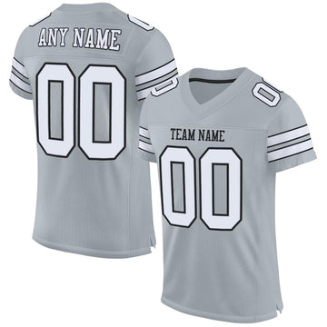 Maxcorners Custom Silver White-Black Mesh Authentic Football Jersey LM2605
