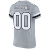 Maxcorners Custom Silver White-Black Mesh Authentic Classic Football Jersey LM2605