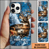 Maxcorners Deer Wilderness Cabin Lake Camouflage Style Multicolor Options Personalized Name 3D Phonecase