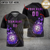 Maxcorners Volleyball Golden Fire Minimal Luxury Style Multicolor Options Personalized 3D V-neck T-Shirt