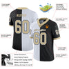 Maxcorners Custom Black Vegas Gold-White Split Fashion Football Jersey LM2605