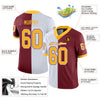 Maxcorners Custom Burgundy Gold-White Split Fashion Football Jersey LM2605