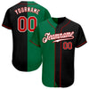 Maxcorners Custom Black Red-Kelly Green Authentic Split Fashion Baseball Jersey LM2605