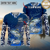 Maxcorners Fishing Tribal Blue Personalized Name, Team Name Long Sleeve Shirt (9 Breeds)