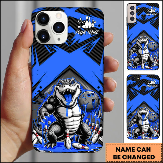 Maxcorners Crocodile Bowling Toxic Monster Strike Style Multicolor Options Personalized Name 3D Phonecase