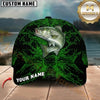 Maxcorners Fishing Black Neon Green Splash Customized Name 3D Cap
