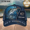 Maxcorners Fishing Deep Blue Water Splash Get Hooked Customized Name 3D Cap