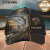 Maxcorners Fishing Golden Sunset Splash Black Leather Customized Name 3D Cap