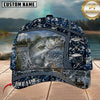Maxcorners Fishing Blue Digital Camo Lake Splash Customized Name 3D Cap