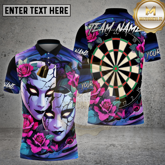 Maxcorners Darts Gothic Mask Roses Dartboard Art Multi Options Personalized Name, Team Name 3D Shirt