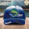 Maxcorners Fishing Water Splash Scale Gradient Design Personalized Name Classic 3D Cap (9 Breeds)