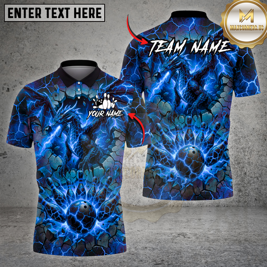 Maxcorners Bowling Shirt Lava Dragon Fire Breath Explosion Strike Graphic Multicolor Options Personalized Name, Team Name 3D Shirt (4 Colors)