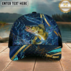Maxcorners Fishing Luxury Gold Stripe Water Splash Design Personalized Name Classic 3D Cap (9 Breeds)