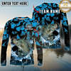 Maxcorners Fishing Geometric Camouflage Splash Art Personalized Name, Team Name Long Sleeve Shirt (9 Breeds)