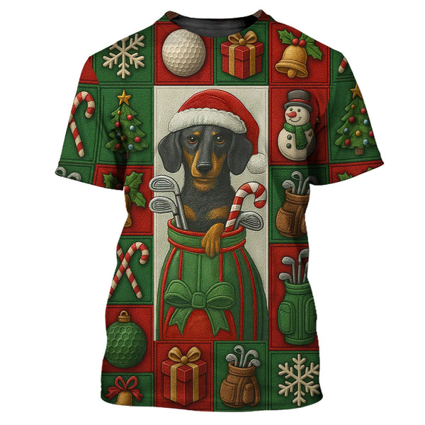 Maxcorners Funny Golf Shirt For Men, Dachshund Golf Shirt For Golfer, Christmas Golf Shirt For Dog Lovers