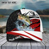 Maxcorners Fishing Red White Pattern Sport Pattern Personalized Name 3D Cap (11 Breeds)