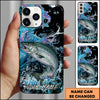 Maxcorners Fishing Neon Scale Texture Water Splash Personalized Name Phone Case (10 Fish Species)
