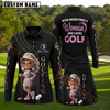 Maxcorners Black Pink Golf Woman Golf Ball Personalized Name 3D Golf Shirt and Golf Skirt