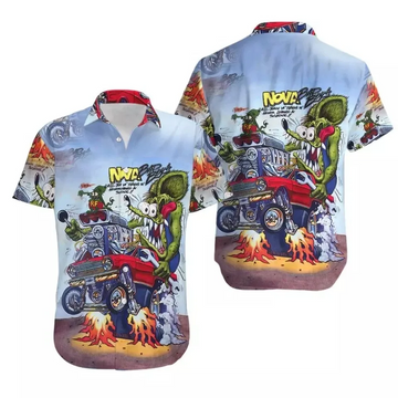 Maxcorners Rat Fink Nova Bad Boys Hot Rod Hawaiian Shirt