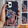 Maxcorners Fishing Patriotic USA Flag Honeycomb Tech Style Personalized Name Phone Case (10 Fish Species)
