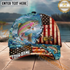 Maxcorners Fishing  American Flag Fishing Hook Multi Options Personalized Name 3D Classic Cap (11 Fish Species)