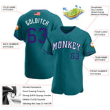 Maxcorners Custom Crimson Navy-Gold Premium American Flag Fashion Baseball Jersey LM0210