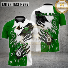 Maxcorners Billiards Shirt Blue Fire 8 Ball Claw Smash Multi Options Personalized Name, Team Name 3D Shirt