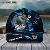 Maxcorners Fishing Blue Smoke Sport Pattern Personalized Name 3D Cap (11 Breeds)