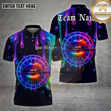 Maxcorners Darts Shirt Neon Lips Dripping Dartboard Glow Multioptions Personalized Name, Team Name Unisex 3D Shirt (4 Colors)