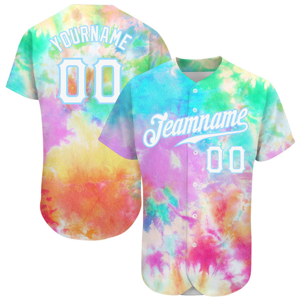 Custom Tie Dye Rainbow Pattern Authentic Baseball Jersey