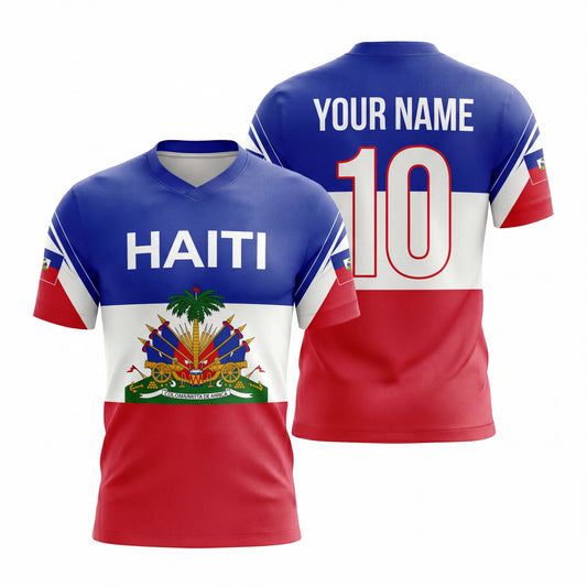 Maxcorners Haiti Football Supporter Personalized 3D Jersey Custom Soccer Fan Shirt With Name Number