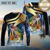 Maxcorners Fishing Luxury Gold Wave Water Splash Design Personalized Name, Team Name Long Sleeve Shirt (9 Breeds)